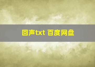 回声txt 百度网盘